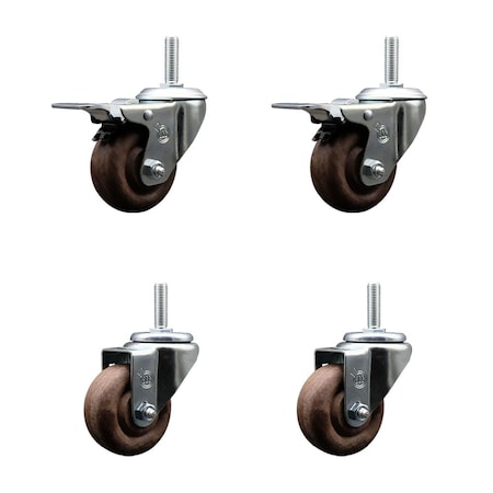 Service Caster 3 Inch High Temp Glass Filled Nylon 34 Inch Stem Caster Set 2 Total Lock Brakes SCC-TSTTL20S314-GFNSHT-34212-2-S-2